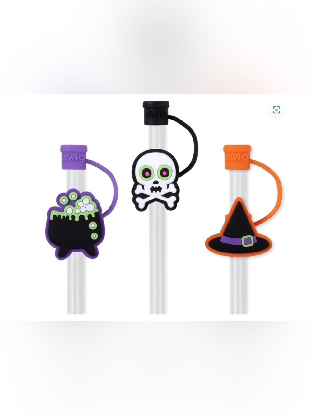 Swig Life HALLOWEEN Straw Toppers With Protective Cap - Set Of 3 - NEW IN PKG!